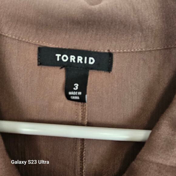 Torrid Snap Front Shirt Dress Plus Size 3X Chocolate Brown Minimalist Academia - Picture 7 of 9